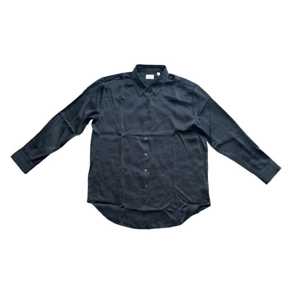 Aritzia Wilfred Sail Satin Shirt Black Medium NWT Japanese Effortless Satin